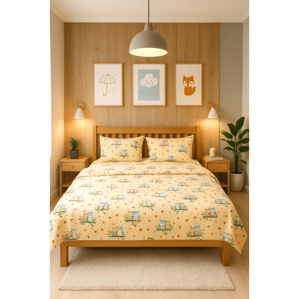 Фото - Комплект постільної білизни Zastelli 8815 бязь GOLD USA 200х220 см кремовий (14631)