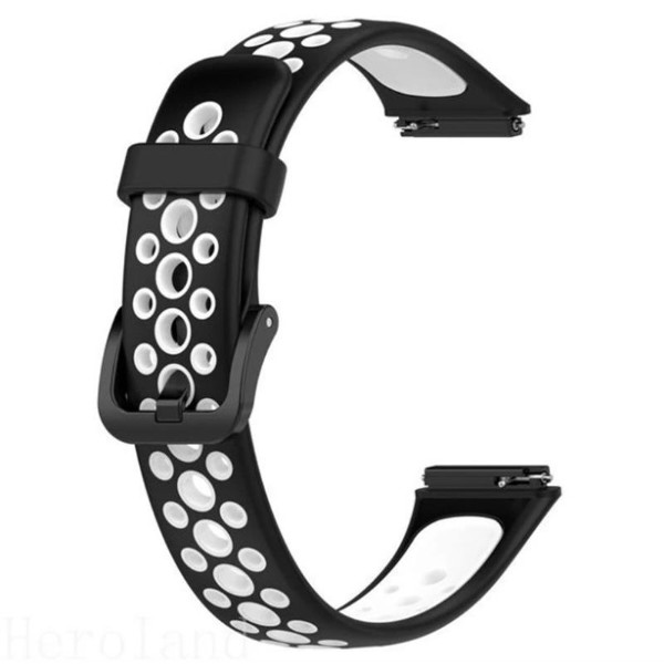 Фото - Ремінець для фітнес-браслету BeCover Vents Style for Huawei Band 7/Honor Band 7 Black-White (709439)