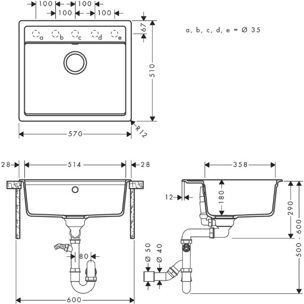 Фото - Мийка кухонна Hansgrohe S52 S520-F510 (43359170)