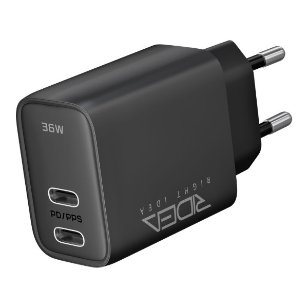 Фото - Сетевое зарядное устройство Ridea Turbo Pro 2USB-C QC/PD 36W Black (RW-36120)