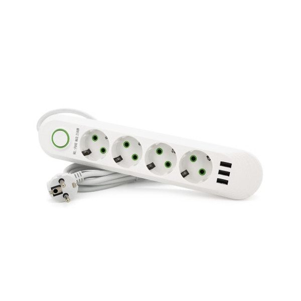 Фото - Мережевий фільтр Voltronic F04U 4 розетки EU + 3 USB 1.5 м White