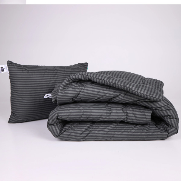 Фото - Ковдра зимова двоспальна MirSon №159 Сolor Fun Line 17-0611 Stripe Black Bamboo 172х205 см +нав 2 шт. (2200010857948)
