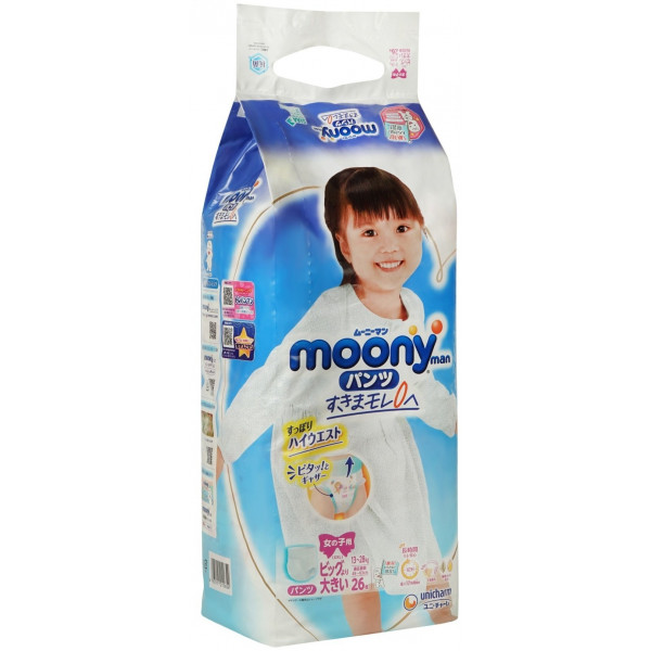 Фото - Одноразові підгузки-трусики Moony Girls XXL 13-28 кг 26 шт. (4903111211654)
