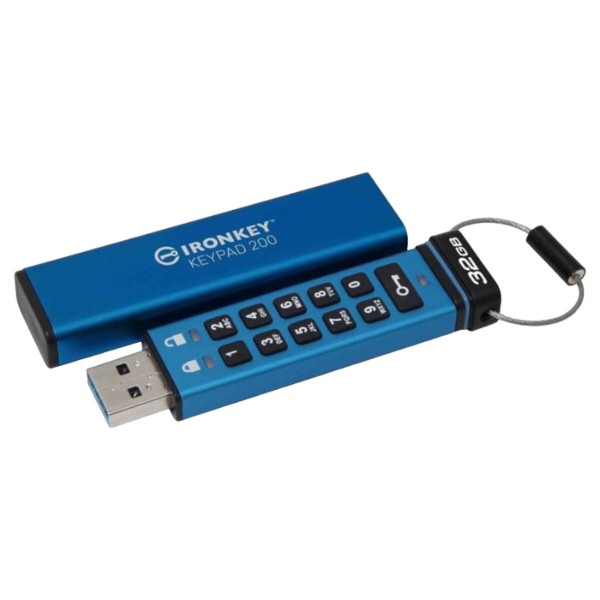 Фото - Флеш USB Kingston 3.2 32GB IronKey Keypad 200 Type-A Blue (IKKP200/32GB)