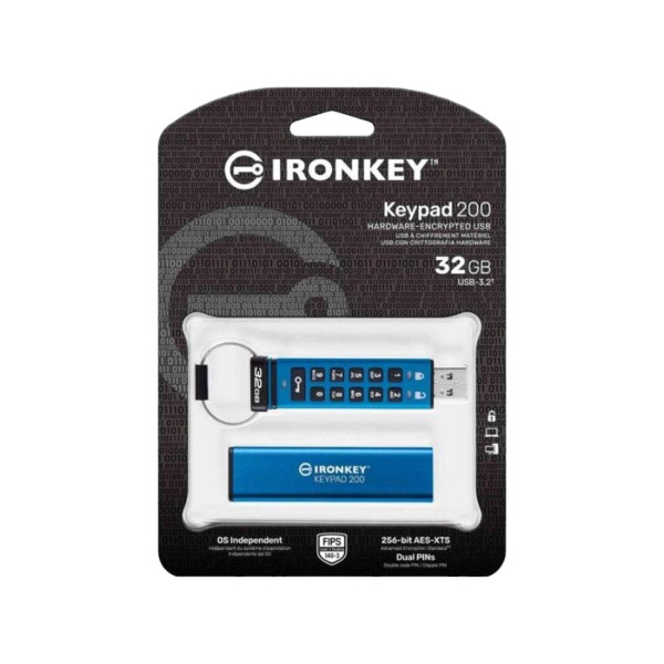 Фото - Флеш USB Kingston 3.2 32GB IronKey Keypad 200 Type-A Blue (IKKP200/32GB)