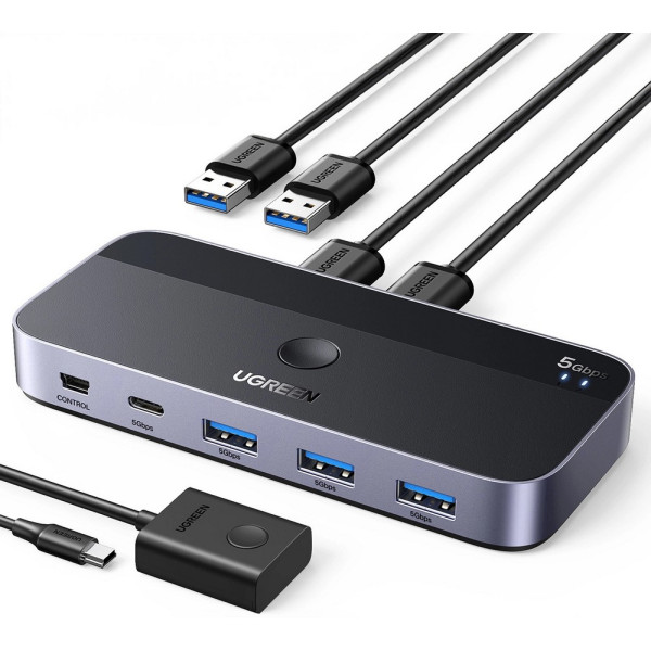 Фото - Хаб USB UGREEN CM662 USB 3.0 Sharing Switch 2 In 4 Out Black (15705)