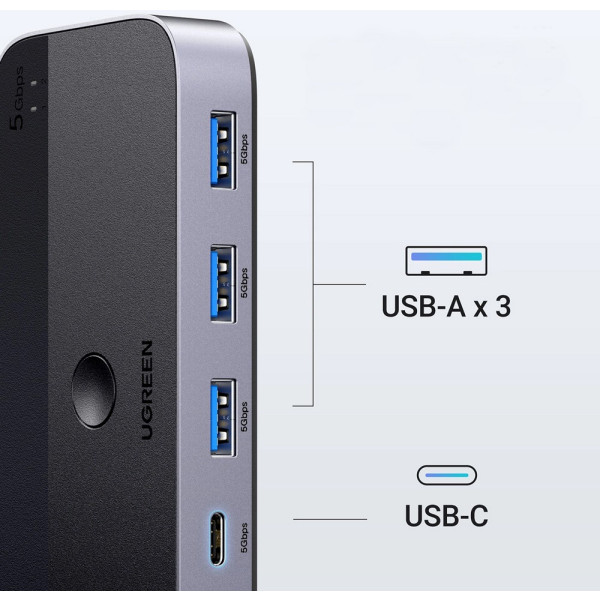Фото - Хаб USB UGREEN CM662 USB 3.0 Sharing Switch 2 In 4 Out Black (15705)