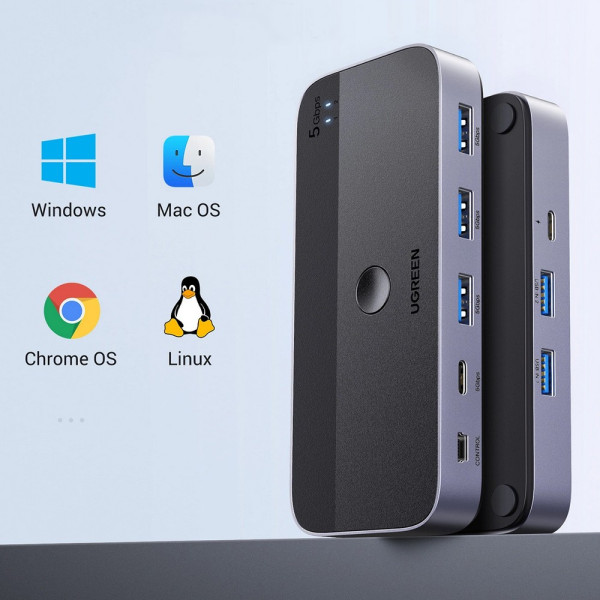 Фото - Хаб USB UGREEN CM662 USB 3.0 Sharing Switch 2 In 4 Out Black (15705)