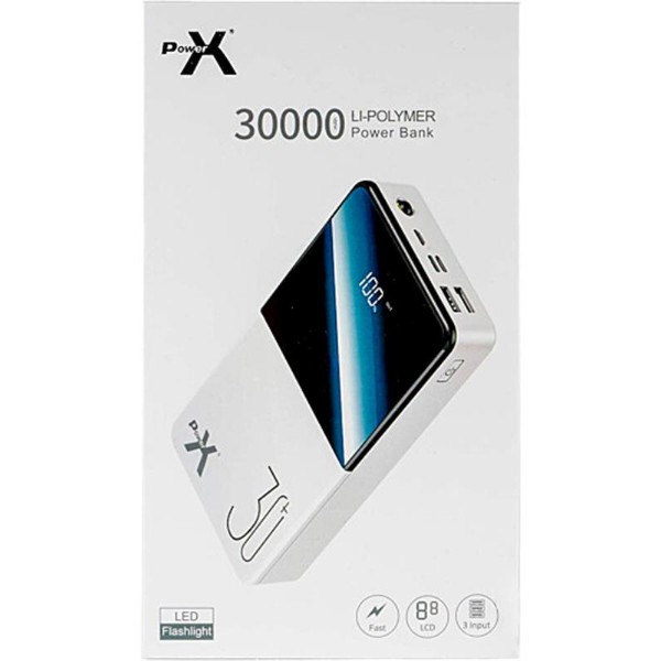 Фото - Батарея мобільна PowerX Q500 30000mAh LCD Screen White (1283126562334)