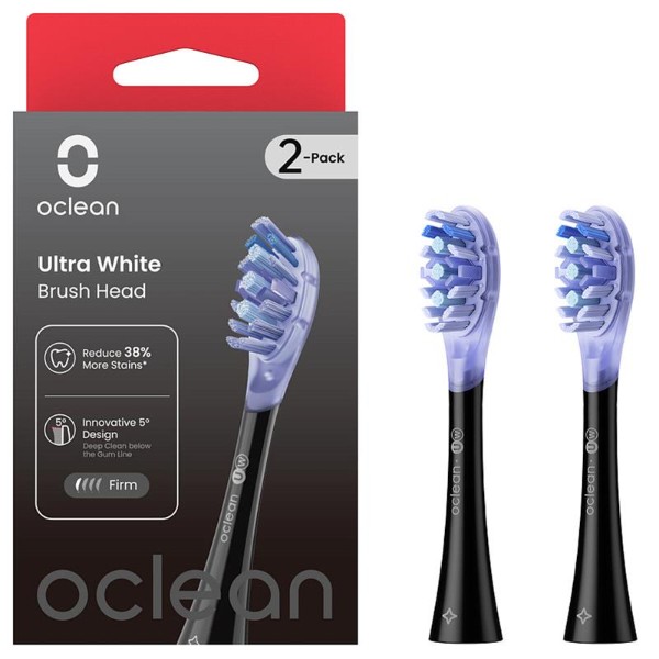Фото - Насадка для зубної щітки Oclean UW02 B02 Ultra White Brush Head Black 2 шт. (6970810553550)