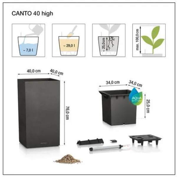 Фото - Вазон Lechuza Canto Slatestone High 40 светло-серый 15955