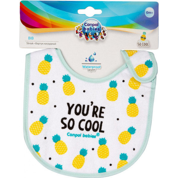Фото - Нагрудник тканинний Canpol babies на липучці So Cool, бавовна, бірюзовий (15/114_tur)