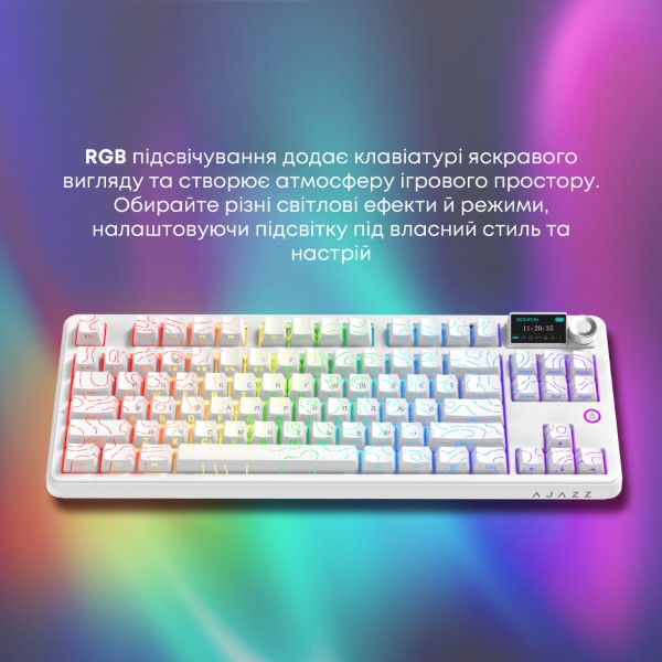 Фото - Клавіатура бездротова ігрова Ajazz AK870 V2 Side Contour White (AK870-V2-S-W)