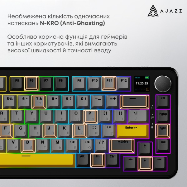 Фото - Клавіатура бездротова ігрова Ajazz AK820 MAX Magnetic switches (AK820MAX-M-BGY)