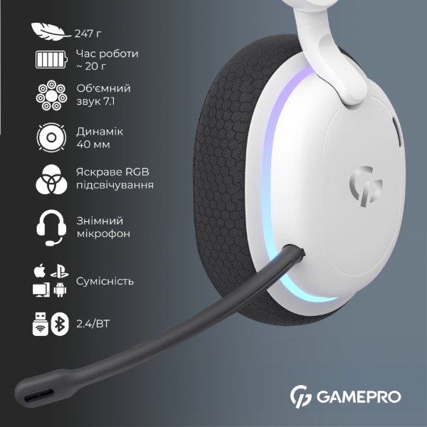 Фото - Гарнитура беспроводная игровая GamePro Asgard Bragi (HSW250W)