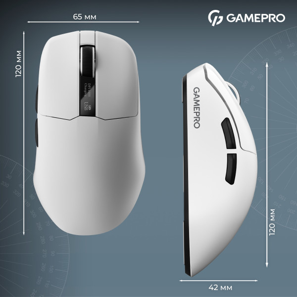 Фото - Миша бездротова ігрова GamePro Asgard Thor Wireless RGB White (GM023W)