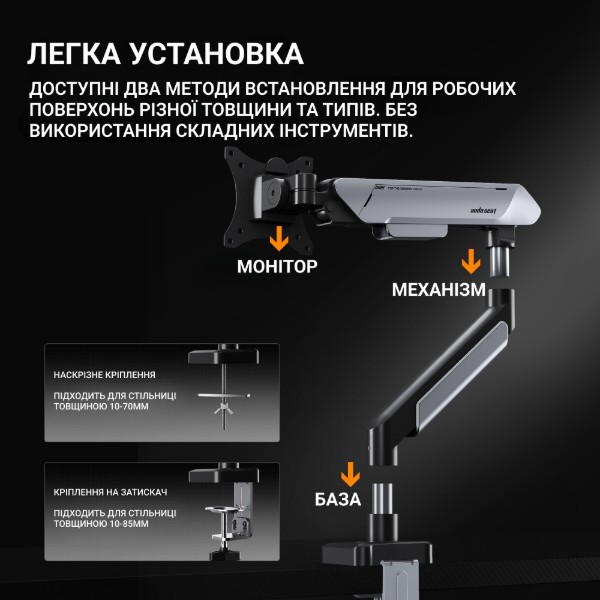 Фото - Крепление настольное Anda Seat Stealth PRO II White&Gray (AD-W-A9-1S-FW)