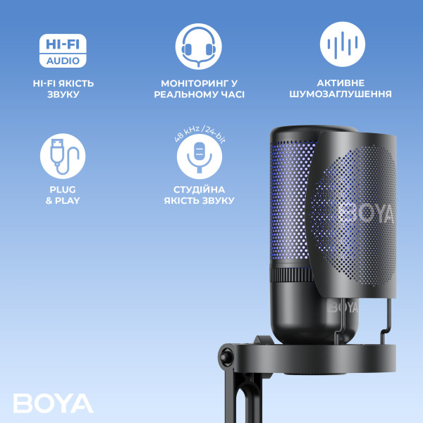 Фото - Мікрофон до комп'ютера Boya K9 RGB Black