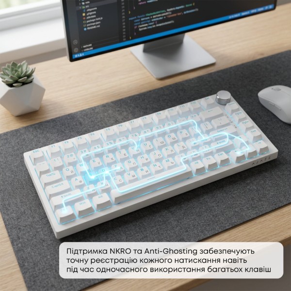 Фото - Клавиатура проводная игровая Ajazz AK820 Red Switch White USB-C (AK820-R-W)