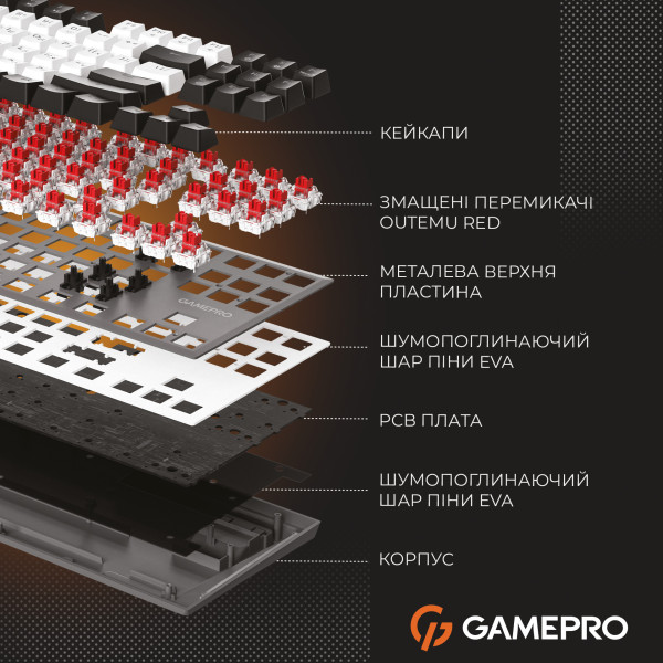 Фото - Клавіатура дротова GamePro Genesis Joker Outemu Red Swithes USB Gray (MK124G)