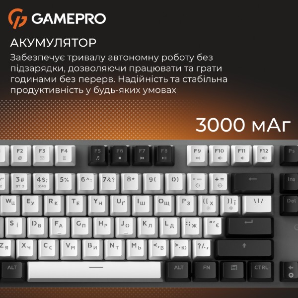 Фото - Клавіатура бездротова ігрова GamePro Genesis Joker Pro 87% Wireless/Bluetooth/USB Gray (MK124G Pro)
