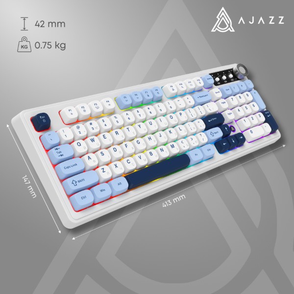 Фото - Клавиатура беспроводная игровая Ajazz AF98 PLUS Glacier Blue (AF98-PLUS-GB)