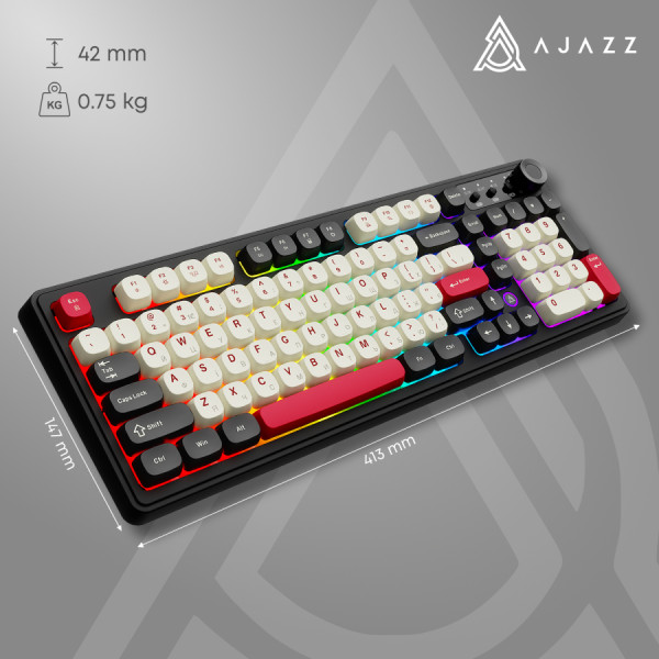 Фото - Клавиатура беспроводная игровая Ajazz AF98 PLUS Black Shark Red (AF98-PLUS-BSR)