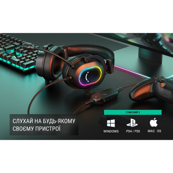 Фото - Гарнітура дротова ігрова Fifine Black RGB (H6)