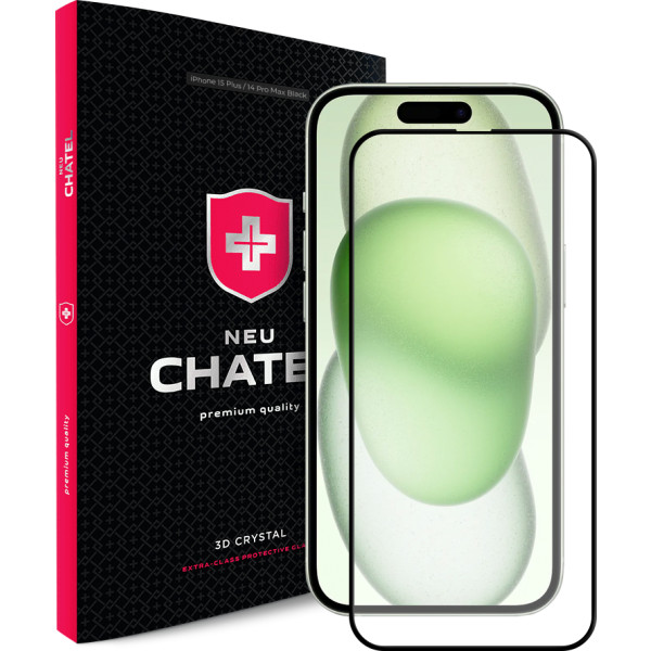 Фото - Захисне скло для смартфону NEU Chatel Corning Gorilla Glass with Mesh for iPhone 15 Plus Front Black (+NEU3D15PNEWB)