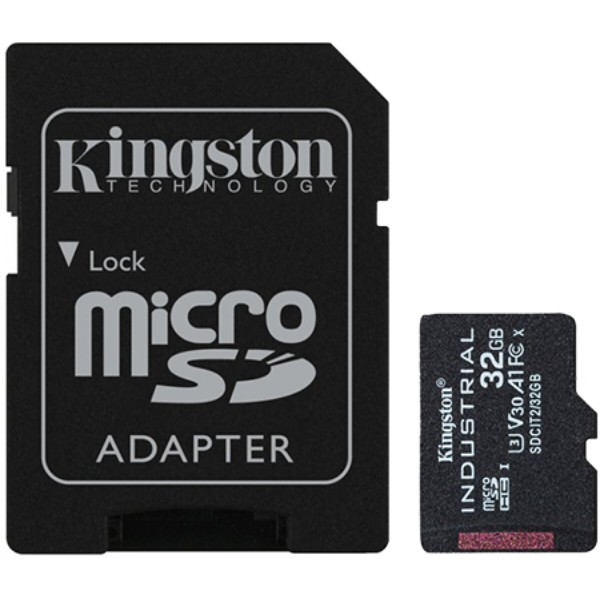 Фото - Карта памяти Kingston 32GB microSDHC Industrial C10 A1 pSL C Card + SD Adapter (SDCIT2/32GB)