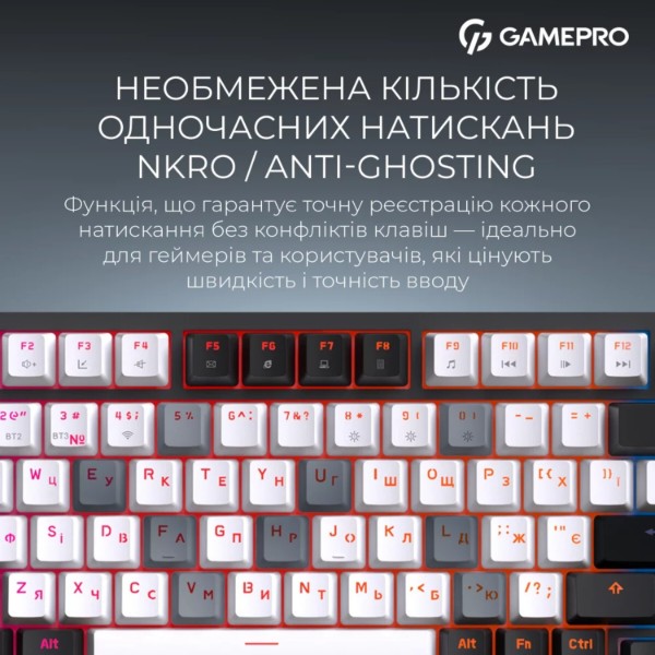 Фото - Клавиатура беспроводная игровая GamePro Asgard Valhalla QLAB Sakura Switch Bluetooth/2.4G/USB Black (MK160-B-QS-PRO)