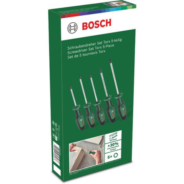 Фото - Набор отверток Bosch T10, 15, 20, 25, 30 5 шт. (1.600.A02.BX6)