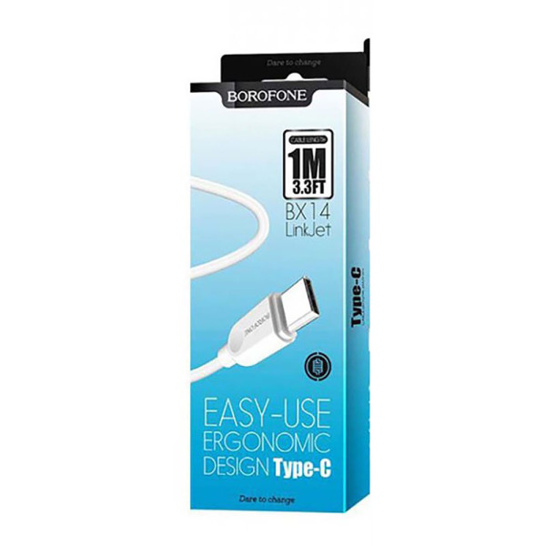 Фото - Кабель синхронізації даних BOROFONE BX14 USB to Type-C 2.4A, 1m White (6957531089995)