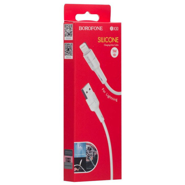 Фото - Кабель синхронізації даних BOROFONE BX30 USB to iP 2.4A 1m White (6931474706874)