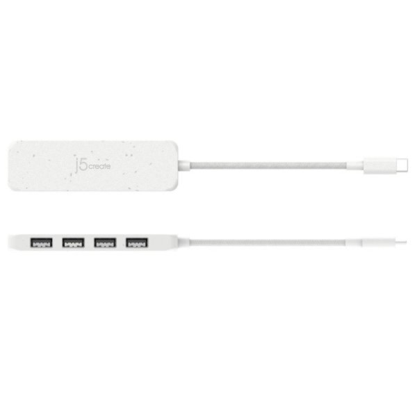 Фото - Хаб USB J5create USB 3.2 USB-С 4 USB-A Nature White (JCH341EW-N)