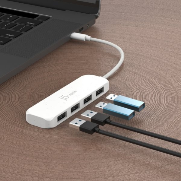 Фото - Хаб USB J5create USB 3.2 USB-С 4 USB-A Nature White (JCH341EW-N)