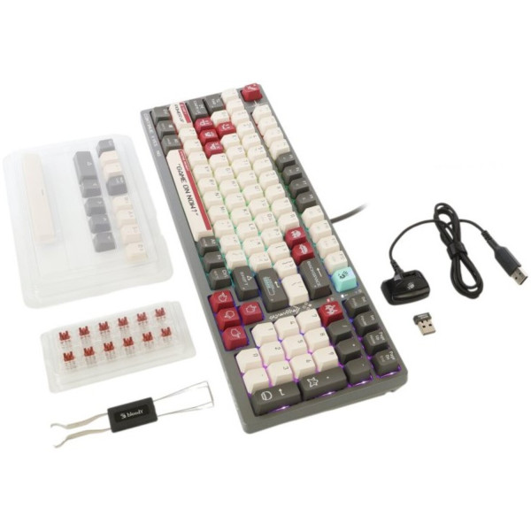 Фото - Клавіатура бездротова ігрова Bloody WS98 (Pixels Red)