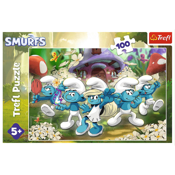 Фото - Пазли (5-7 років) Trefl The Smurfs Зустріч зі смурфами 100 ел. (5900511164879)