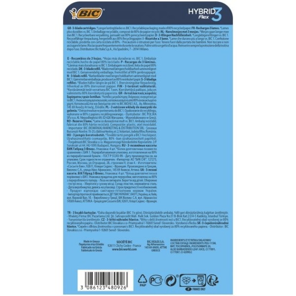 Фото - Картридж для станка мужского BIC Flex 3 Hybrid 4 шт. (3086123480926)