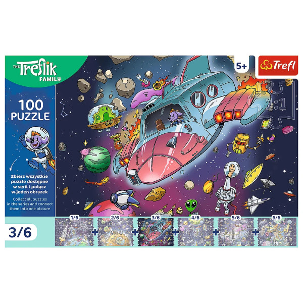 Фото - Пазли (5-7 років) Trefl The Treflik Family Лофі в ракеті 3/6" 100 ел.(16543)