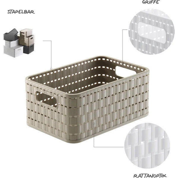 Фото - Короб для зберігання Rotho А6 COUNTRY 4 л капучино (11655.2)