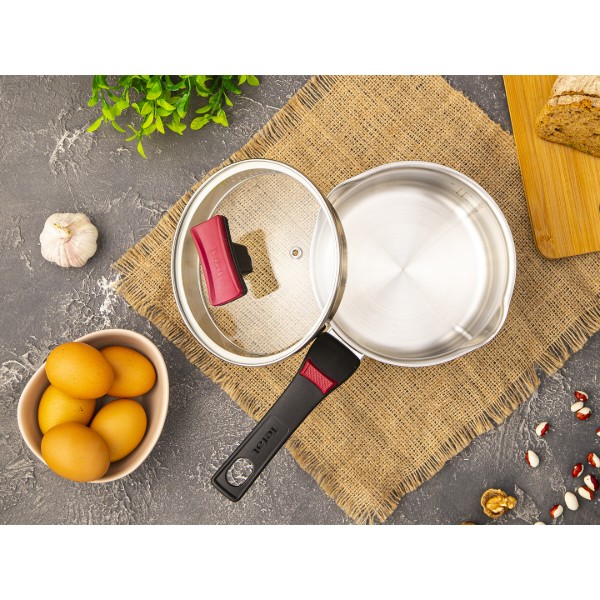 Фото - Набір посуду Tefal G723SA74 Cook & Clip 10 пр каструлі 22см (6,1 л)/24 см (5,0 л)/20 см (2,9 л)/18 см (2,0 л), ковш16 см (1,5 л)