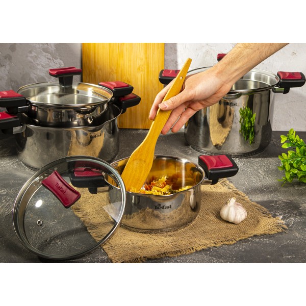 Фото - Набір посуду Tefal G723SA74 Cook & Clip 10 пр каструлі 22см (6,1 л)/24 см (5,0 л)/20 см (2,9 л)/18 см (2,0 л), ковш16 см (1,5 л)