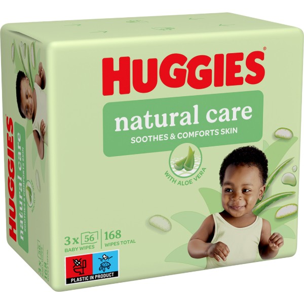 Фото - Салфетки влажные для детей Huggies Natural 56х3 шт. (5029053550176)