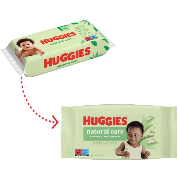 Фото - Салфетки влажные для детей Huggies Natural 56х3 шт. (5029053550176)