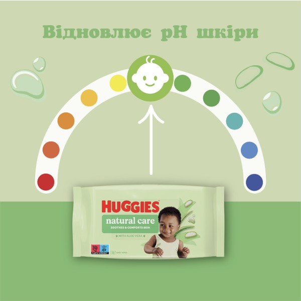 Фото - Салфетки влажные для детей Huggies Natural 56х3 шт. (5029053550176)