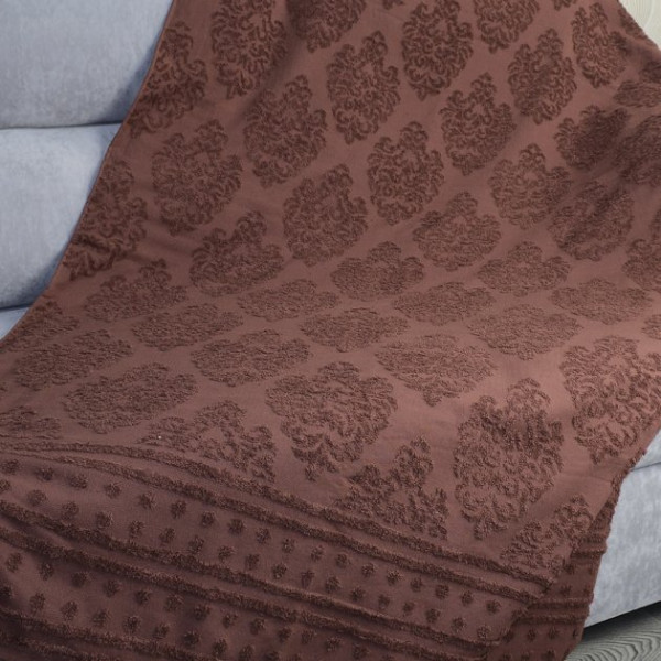 Фото - Покрывало двуспальное GM Textile махровое жаккардовое коричневое 200х220