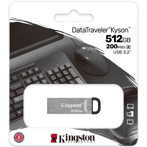 Фото - Флеш USB Kingston USB3.2 512GB DataTraveler Kyson Silver/Black (DTKN/512GB)