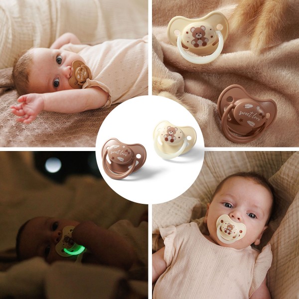 Фото - Анатомическая пустышка BabyOno 0-6 мес. бежевая/коричневая (1670/01)