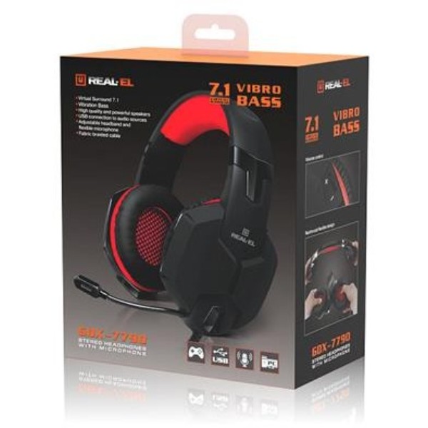 Фото - Гарнітура дротова ігрова REAL-EL GDX-7790 Black